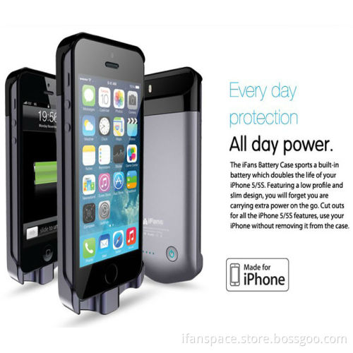New design MFi for iPhone 55s booster battery case with 2200mAh original connector